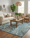 Savannah Escape Collection Area Rug -  Masai Rectangle Navy Blue and Ivory  lifestyle 18