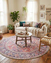 Heritage Elegance Collection Area Rug -  Alhambra Round Red  lifestyle 60