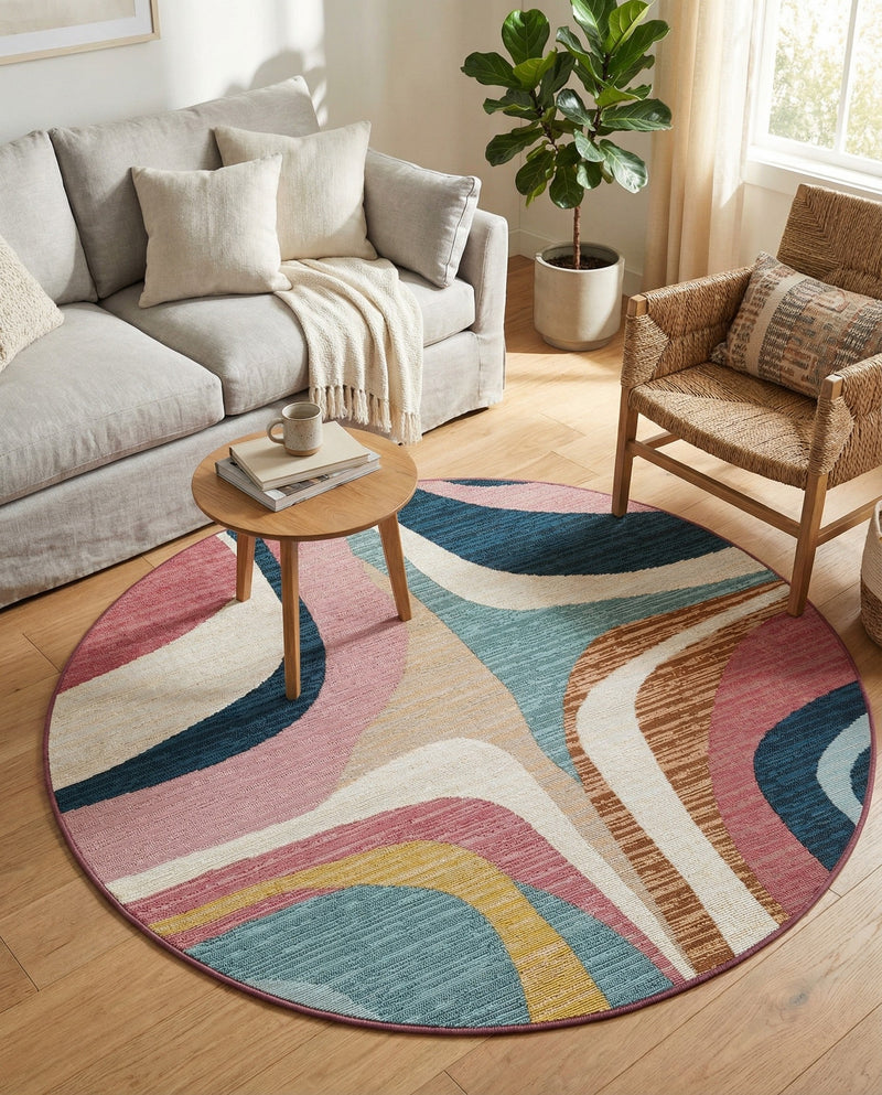 Urban Terrace Collection Area Rug - Venice Round Multi  lifestyle 59