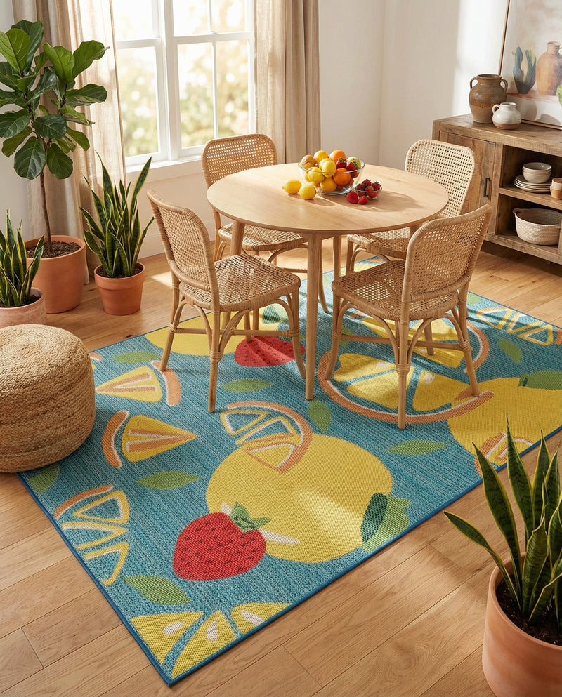 Coastal Terrace Collection Area Rug -  Cove Rectangle Blue  lifestyle 12