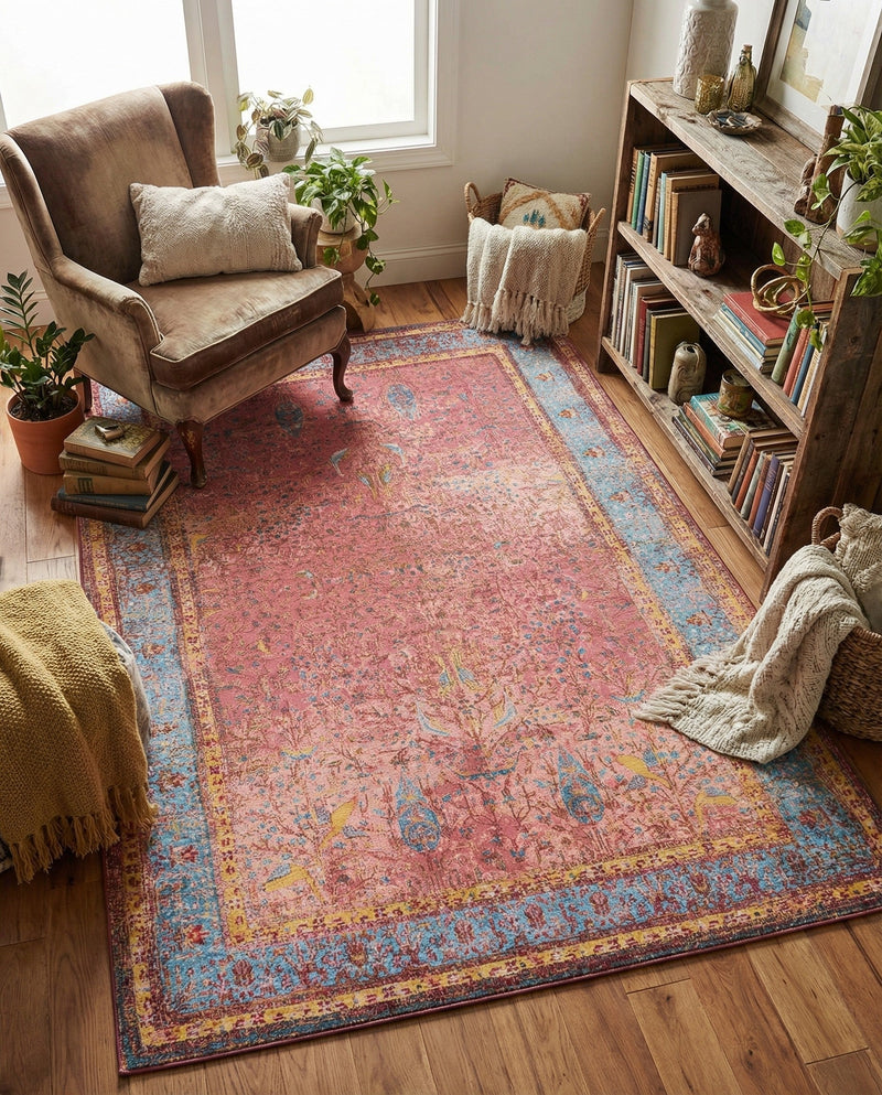 Patio Heritage Collection Area Rug -  Serenity Rectangle Vintage Salmon Coral  lifestyle 32