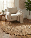 Woven Seaside Jute Collection Area Rug - Coastalhaven (Natural) Round Natural  lifestyle 6