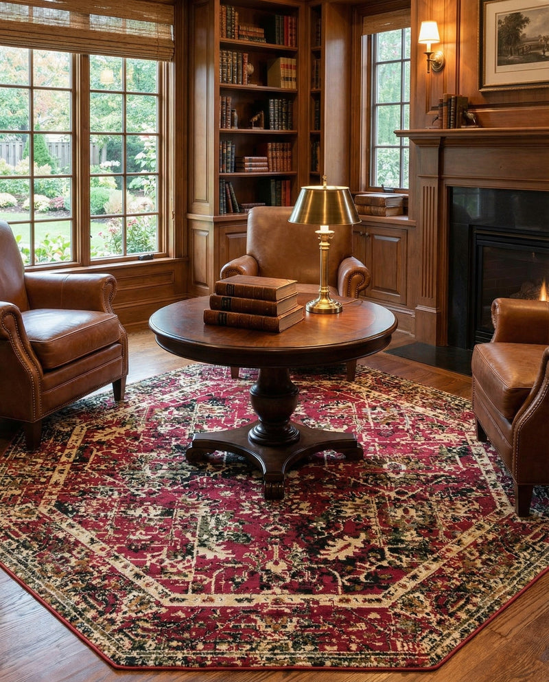 Neptune Elegance Collection Area Rug -  Galatea (Burgundy) Octagon Burgundy  lifestyle 28
