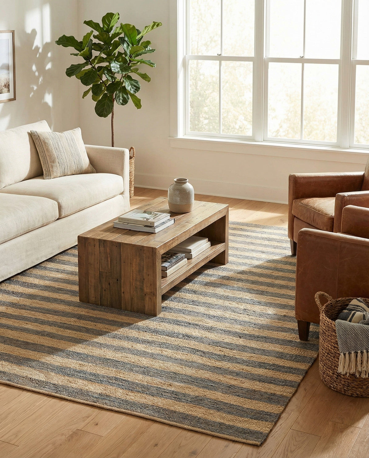 Woven Seaside Jute Collection Area Rug - Nantucket Rectangle Gray Ivory  lifestyle 51