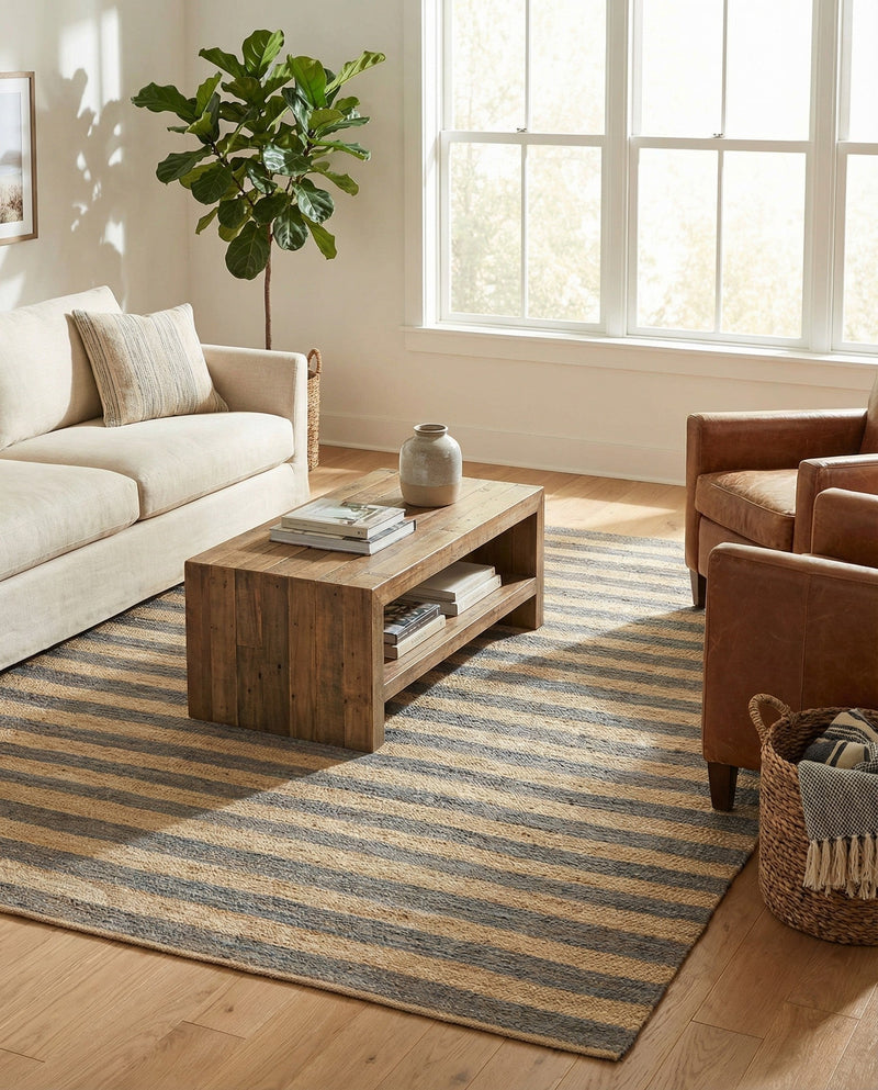 Woven Seaside Jute Collection Area Rug - Nantucket Rectangle Gray Ivory  lifestyle 51