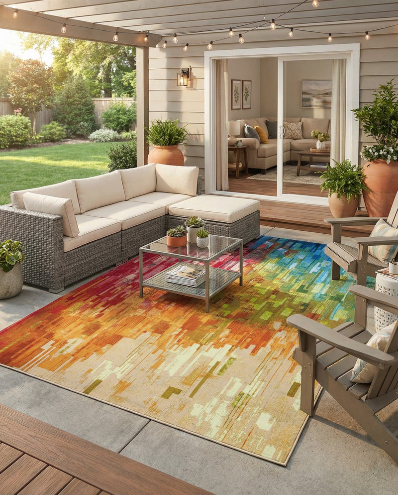 Urban Terrace Collection Area Rug -  Lawn Rectangle Multi  lifestyle 25