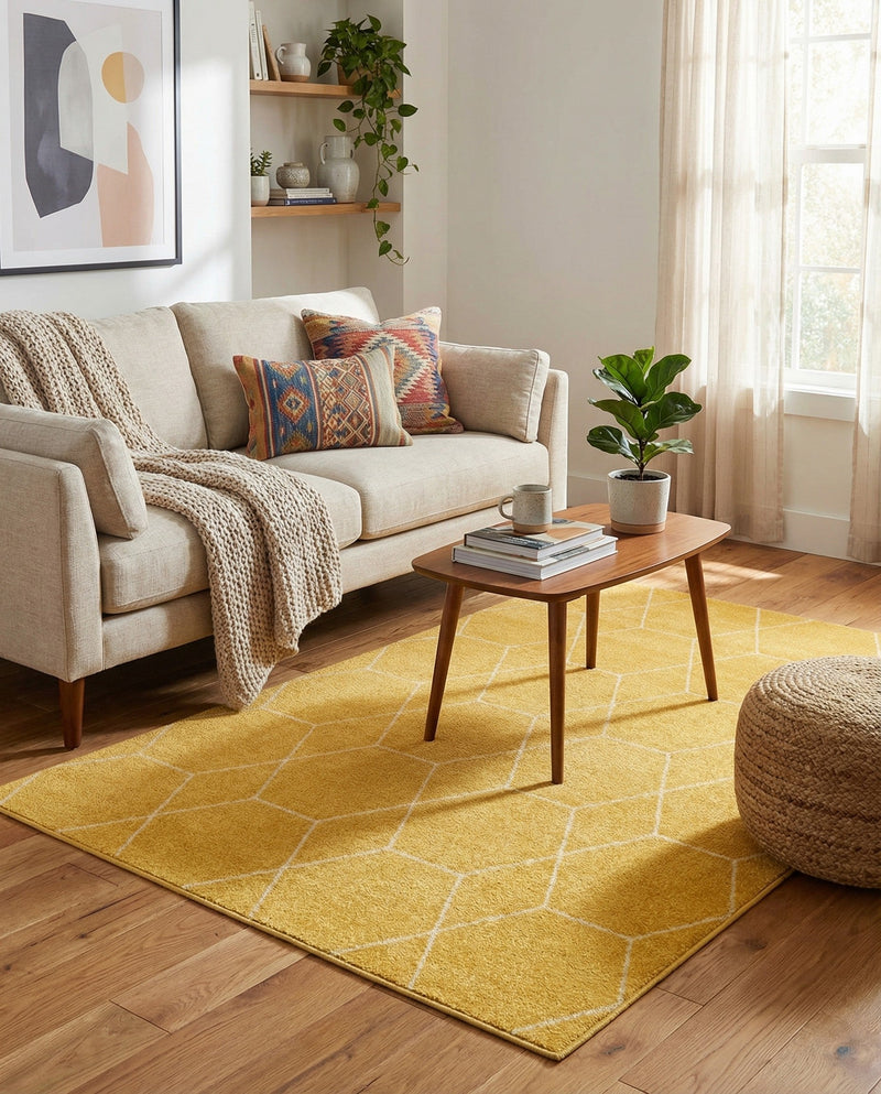 Trellis Mosaic Collection Area Rug - Arborville (Yellow) Rectangle Yellow  lifestyle 22