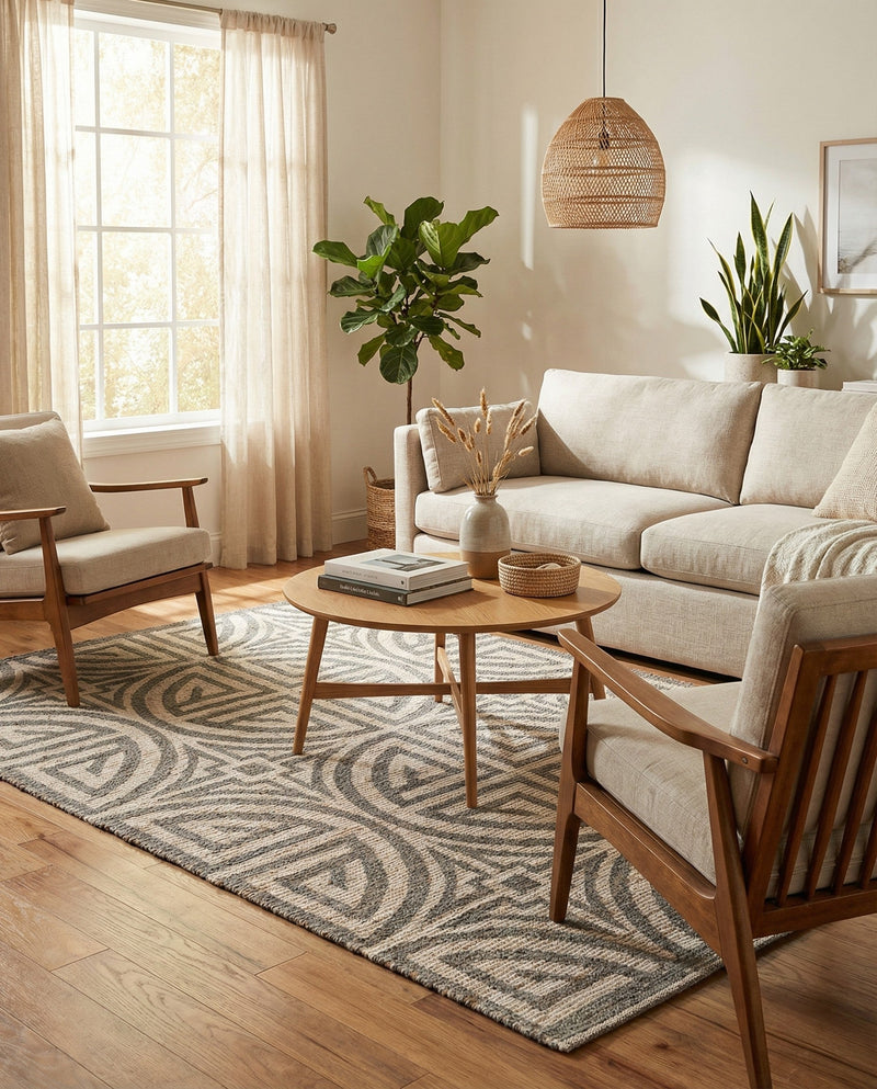Savannah Threads Collection Area Rug -  Thar Rectangle Gray and Ivory  lifestyle 21