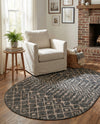 Savannah Pergola Collection Area Rug -  Pergola (Charcoal Gray) Oval Charcoal Gray  lifestyle 84