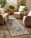 Patio Heritage Collection Area Rug -  Augusta (Charcoal) Runner Charcoal  lifestyle 74