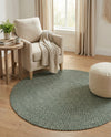 Highland Woven Jute Collection Area Rug - Glenmore (Green) Round Green  lifestyle 23