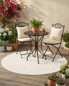 Garden Lattice Charm Collection Area Rug - Arbor (Ivory) Round Ivory  lifestyle 46