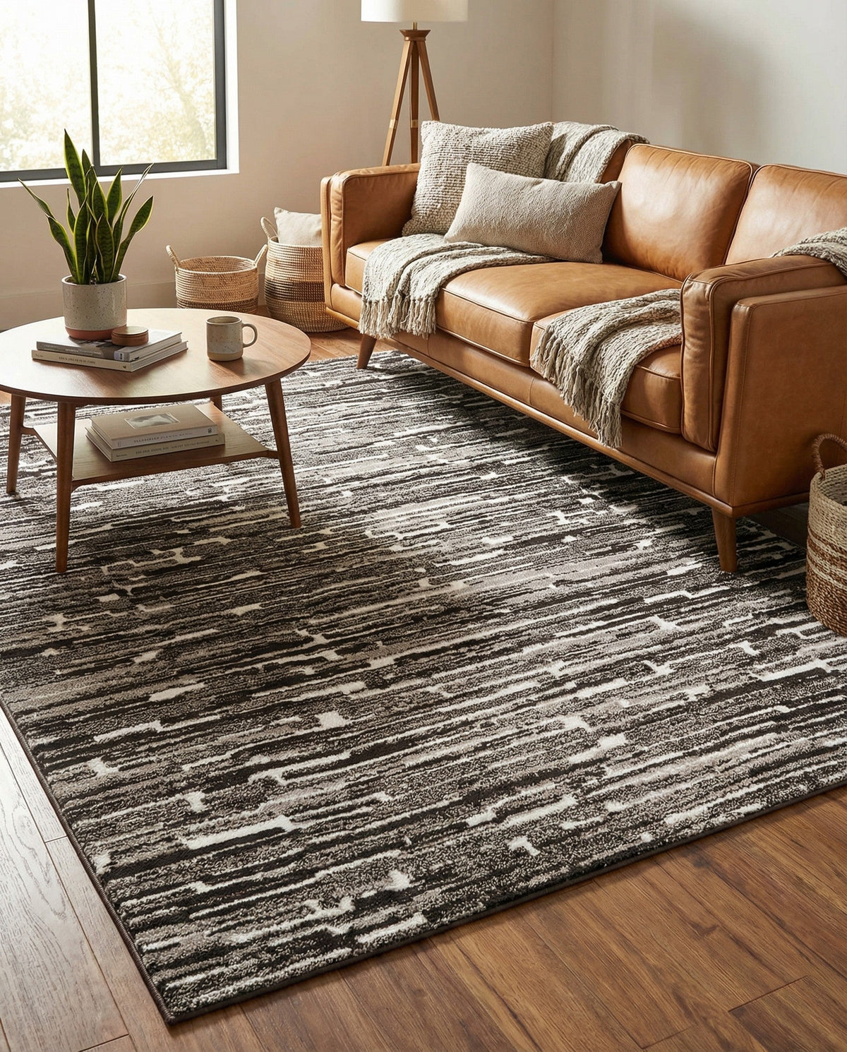 Sienna Collection Area Rug -  Rome Rectangle Black and Ivory  lifestyle 52
