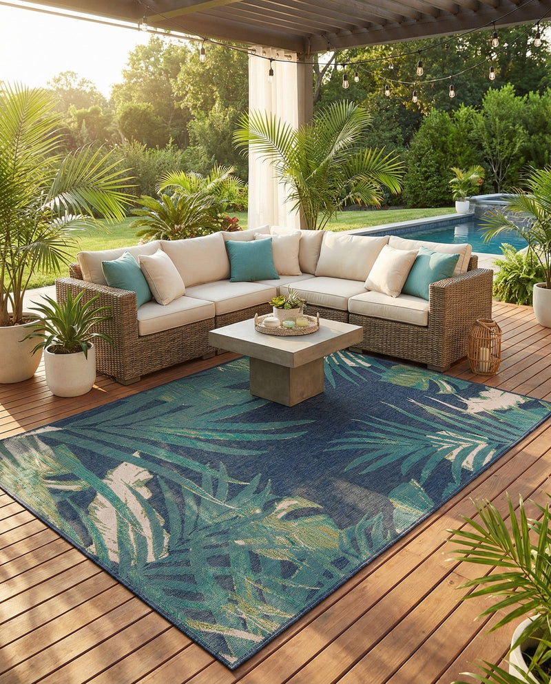 Coastal Terrace Collection Area Rug -  Anchor Rectangle Navy Blue  lifestyle 16