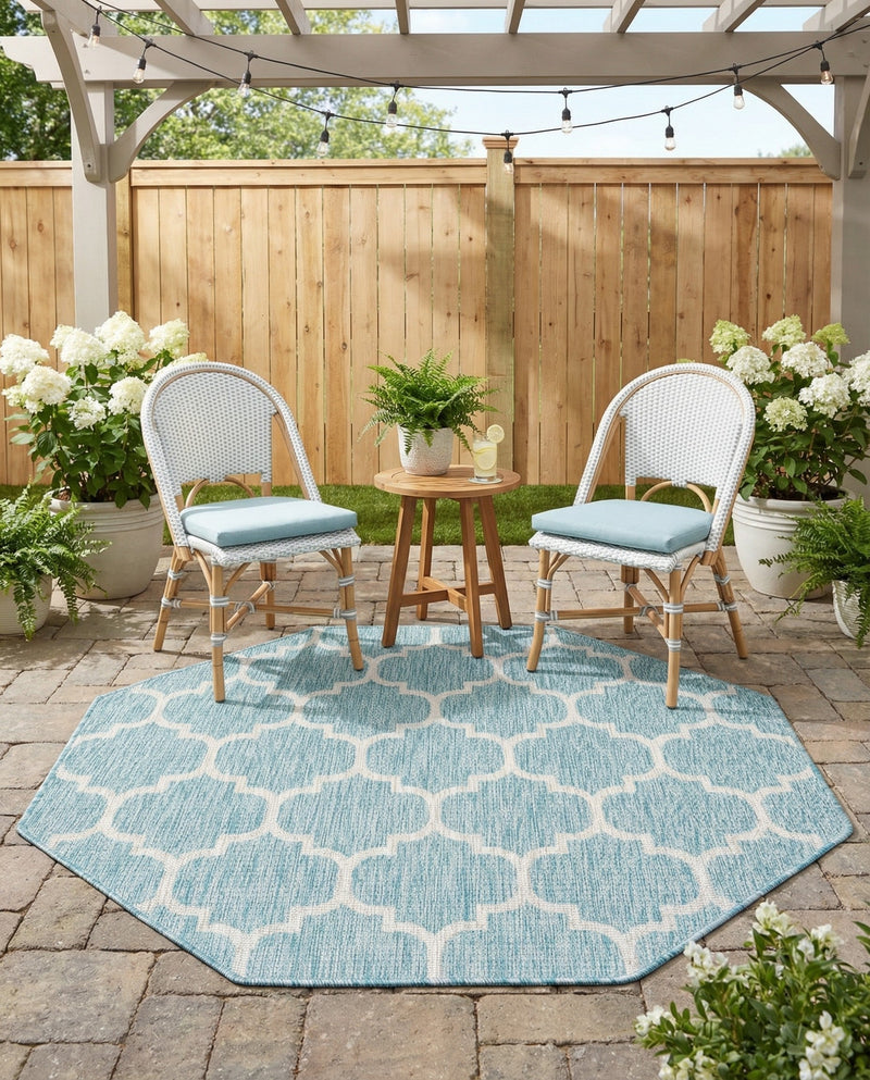 Savannah Pergola Collection Area Rug - Arbor (Aquamarine) Octagon Aquamarine  lifestyle 48