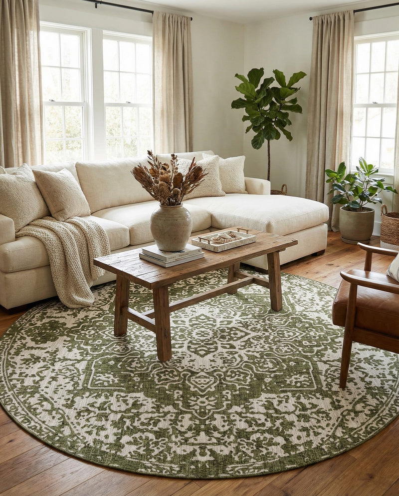 Urban Oasis Rugs Collection Area Rug -  Penthouse (Green) Round Green  lifestyle 29