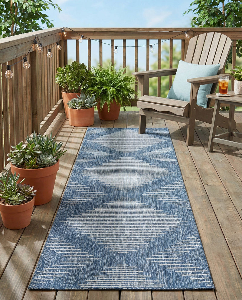 Urban Terrace Collection Area Rug -  Chelsea (Blue) Runner Blue  lifestyle 33