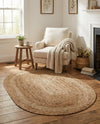 Woven Seaside Jute Collection Area Rug - Savannah (Natural) Oval Natural  lifestyle 53