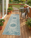 Patio Heritage Collection Area Rug -  Lafayette (Aqua) Runner Aqua  lifestyle 62
