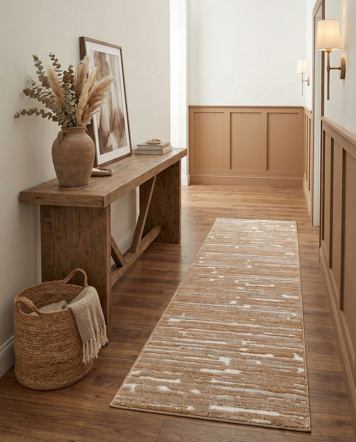 Sienna Collection Area Rug -  Rome Runner Caramel and Ivory  lifestyle 107