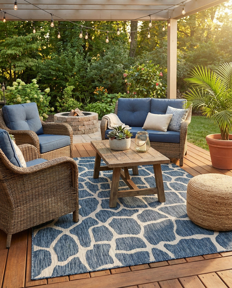 Savannah Escape Collection Area Rug -  Rainforest Rectangle Blue  lifestyle 12