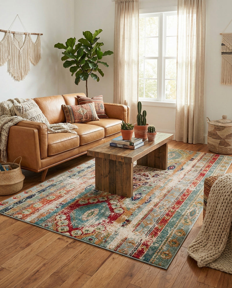 Sedona Vista Collection Area Rug -  Navajo Rectangle Blue  lifestyle 18