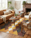 Thar Cotton Collection Area Rug -  Munnar Rectangle Brown Yellow Black  lifestyle 15