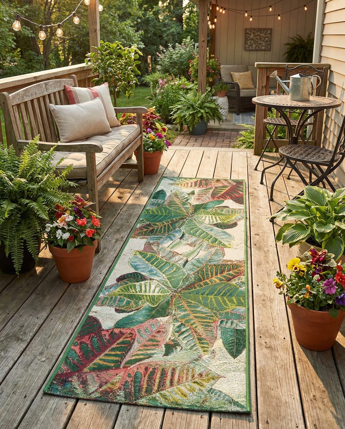 Seaside Blooms Collection Area Rug -  Fern Runner Multi  lifestyle 121