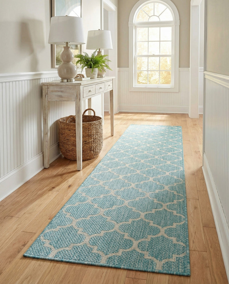 Savannah Pergola Collection Area Rug - Arbor (Aquamarine) Runner Aquamarine  lifestyle 54