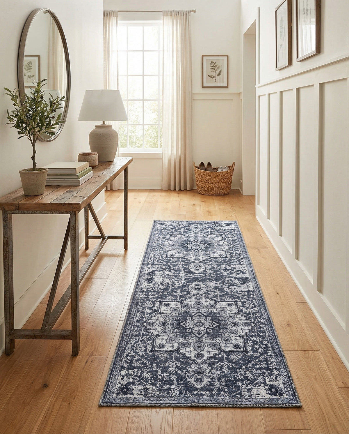 Baroque Era Collection Area Rug - Versailles (Dark Gray) Runner Dark Gray  lifestyle 25
