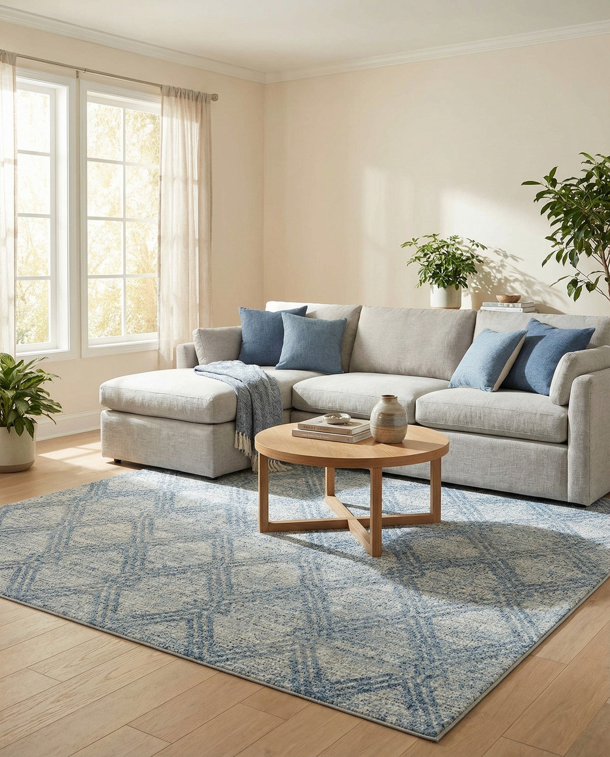 Aegean Elegance Washables Collection Area Rug -  Tinos Square Blue  lifestyle 175