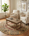 Neptune Elegance Collection Area Rug -  Naiad Round Burgundy Beige  lifestyle 47