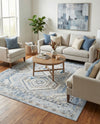 Savannah Elegance Collection Area Rug -  Tybee (Aqua Blue) Square Aqua Blue  lifestyle 34