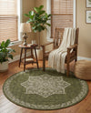 Patio Heritage Collection Area Rug -  Charleston (Green) Round Green  lifestyle 71