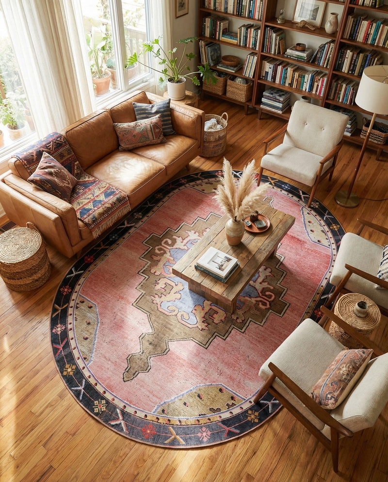 Heritage Elegance Collection Area Rug -  Winterthur (Pink) Oval Pink  lifestyle 55