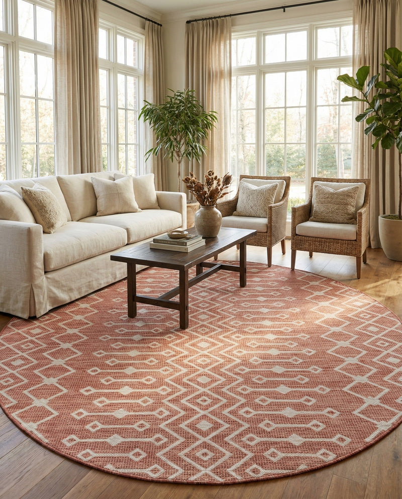 Savannah Pergola Collection Area Rug -  Pergola (Rust Red) Round Rust Red  lifestyle 89