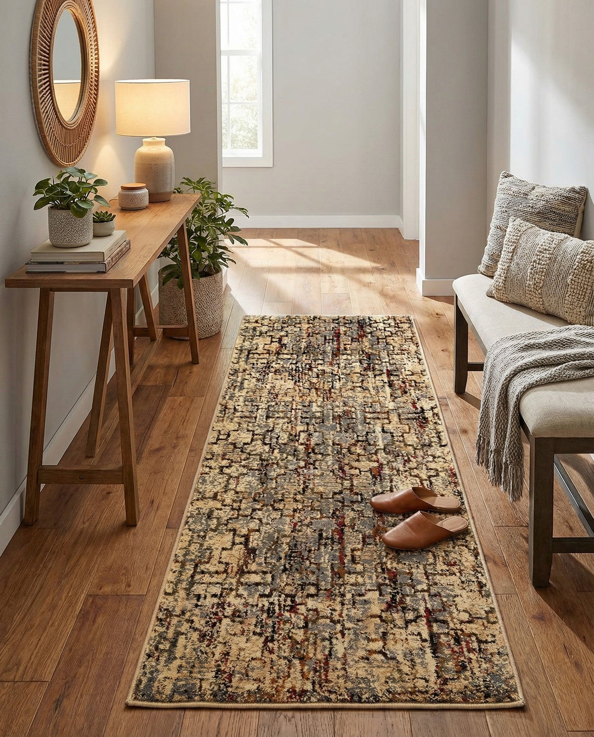 Neptune Elegance Collection Area Rug -  Proteus Runner Beige Cream  lifestyle 70