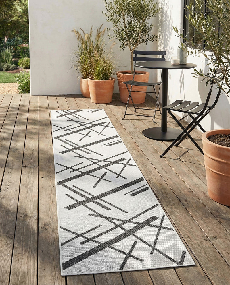 Urban Terrace Collection Area Rug -  Bowery Runner Black and White  lifestyle 25