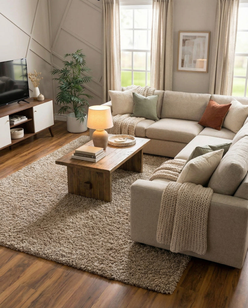 Plush Oasis Collection Area Rug - Serenity (Taupe) Rectangle Taupe  lifestyle 5