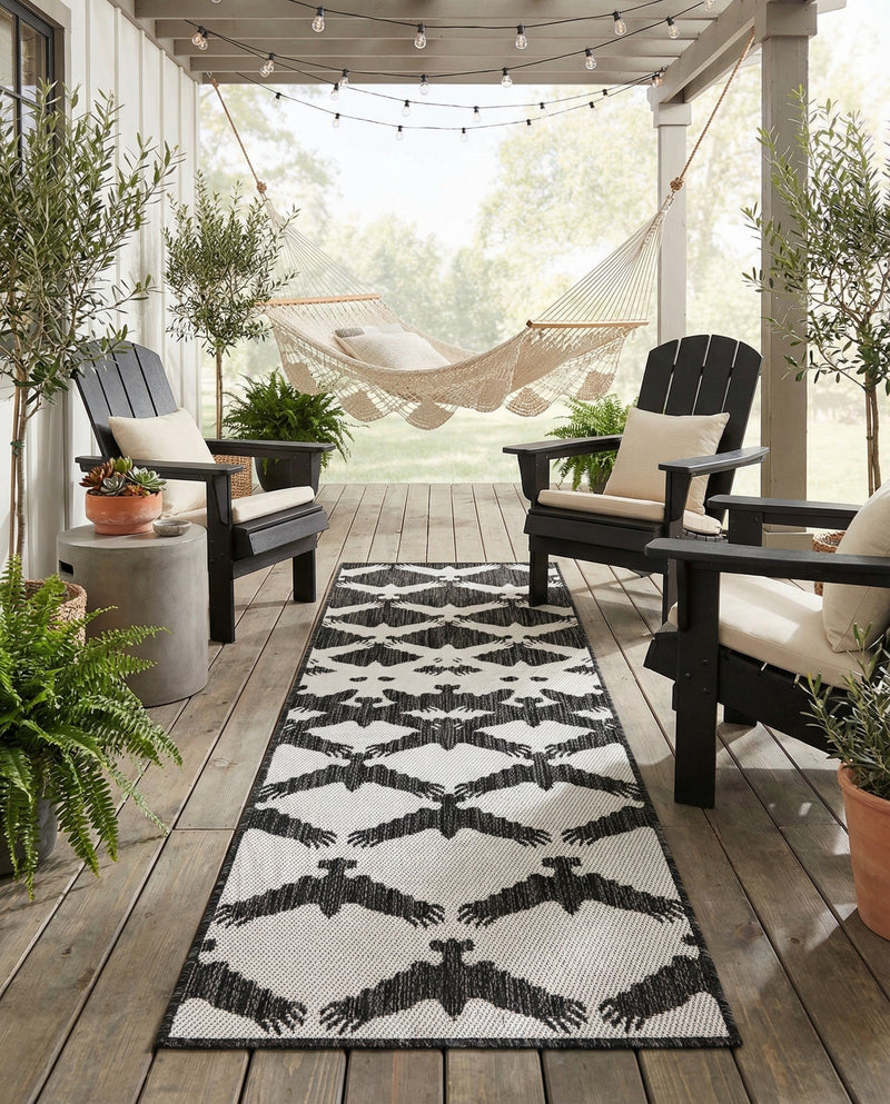 Urban Terrace Collection Area Rug -  Gramercy Runner Black and White  lifestyle 47