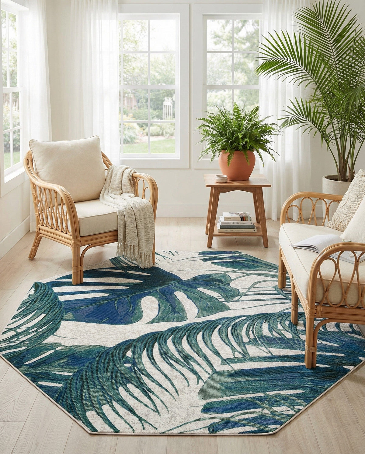 Meadow Breeze Collection Area Rug -  Clover Octagon Ivory  lifestyle 139
