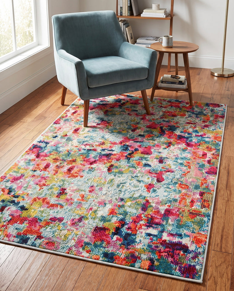 Chromatic Oasis Collection Area Rug -  Lagoon Rectangle Multi  lifestyle 57