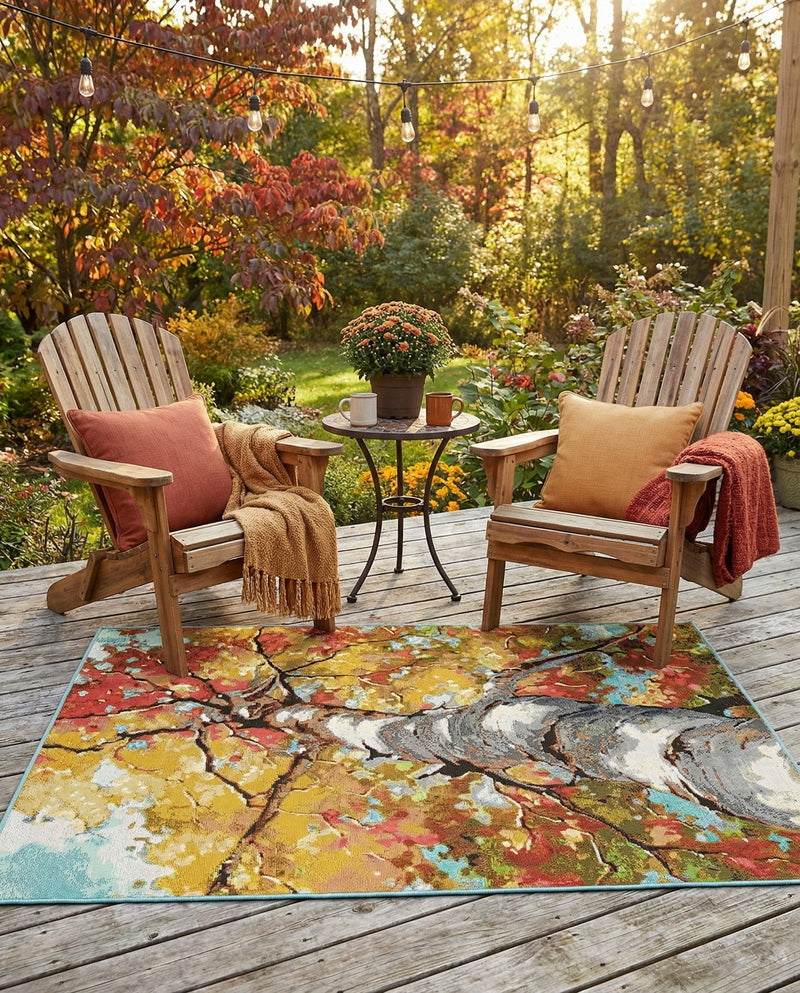 Seaside Blooms Collection Area Rug - Eden Rectangle Multi  lifestyle 5