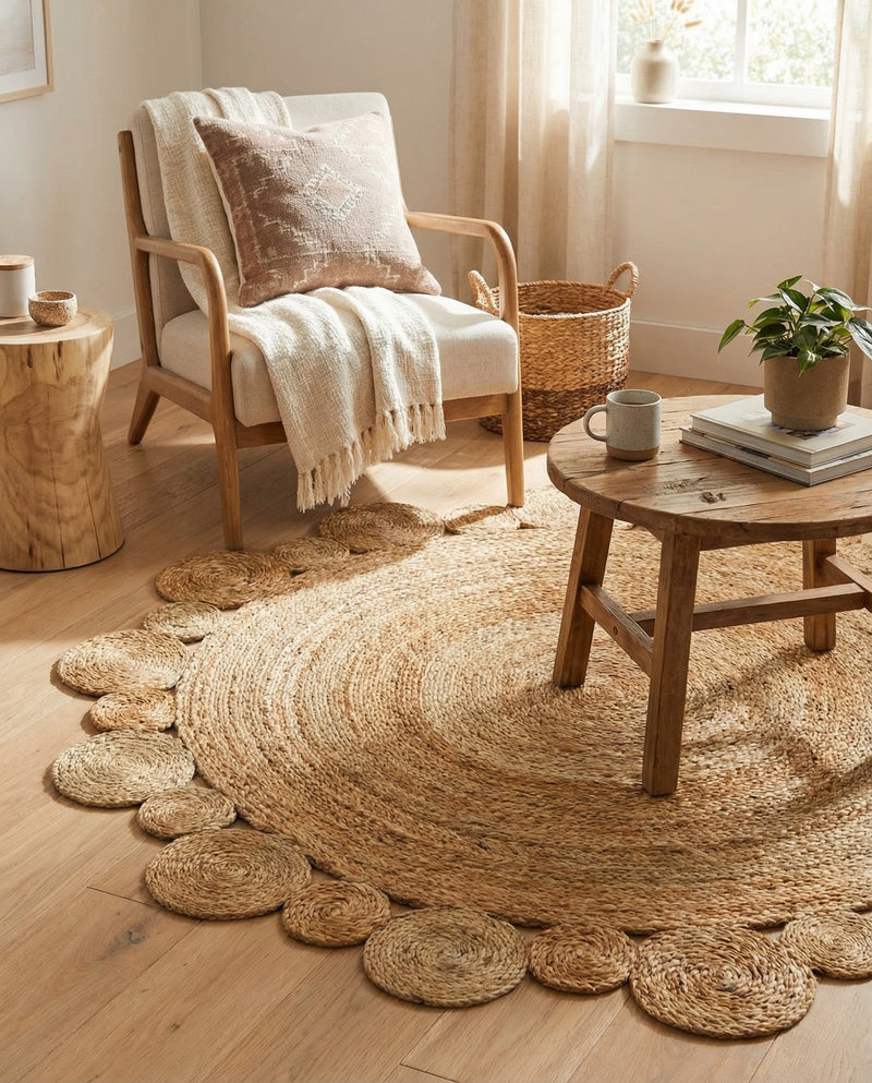 Woven Seaside Jute Collection Area Rug - Sienna Round Natural  lifestyle 43