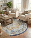 Savannah Series Collection Area Rug - Charleston (Sky blue) Round Sky blue  lifestyle 63