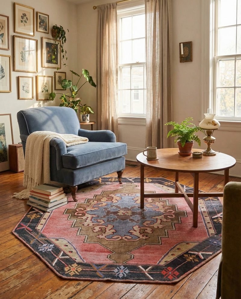 Heritage Elegance Collection Area Rug -  Winterthur (Pink) Octagon Pink  lifestyle 58