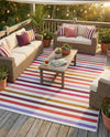 Seaside Stripes Collection Area Rug - Azul Rectangle White  lifestyle 23