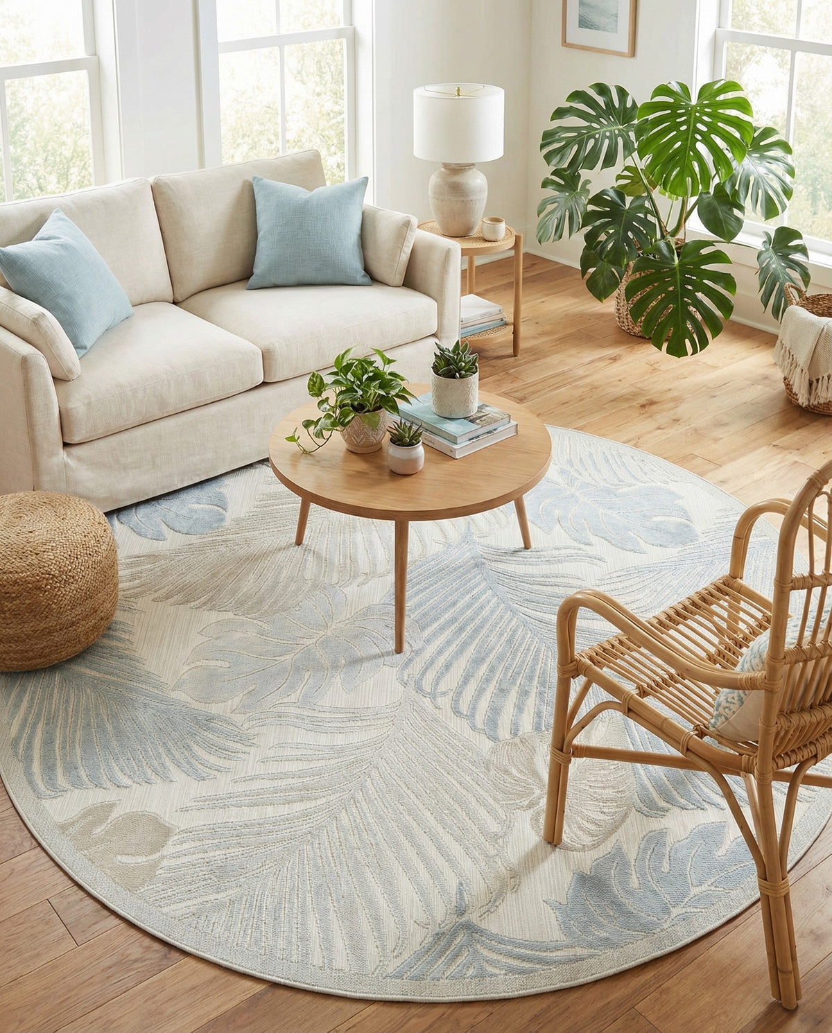 Seaside Blooms Collection Area Rug -  Tranquil Round Gray  lifestyle 91