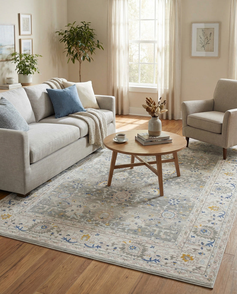 Savannah Series Collection Area Rug -  Beaufort Rectangle Cloud Gray  lifestyle 64