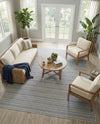 Seaside Stripes Collection Area Rug -  Boardwalk (Light Blue) Rectangle Light Blue  lifestyle 23